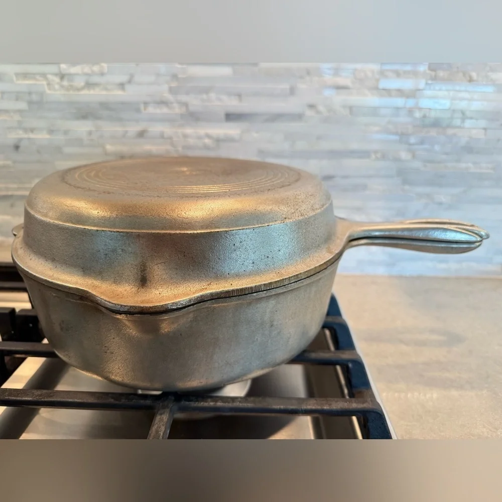 Vtg Wagner Ware Sidney -O- 1402 F Cast Iron Chicken Fryer Skillet WITH LID! USA